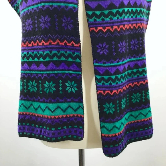 Reversible Christmas Scarf Scandinavian Nordic Vibes Snowflake Winter Fair Isles - Picture 8 of 12